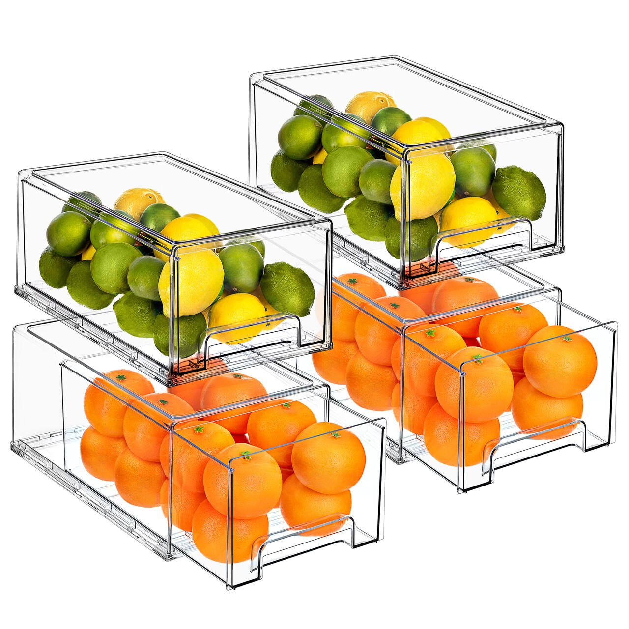Sorbus Fridge Drawers - Clear Stackable Pull Out Organizer Bins - Food Storage Containers for Kitchen, Refrigerator, Freezer, Vanity Organization and Storage (4 Pack | Large)